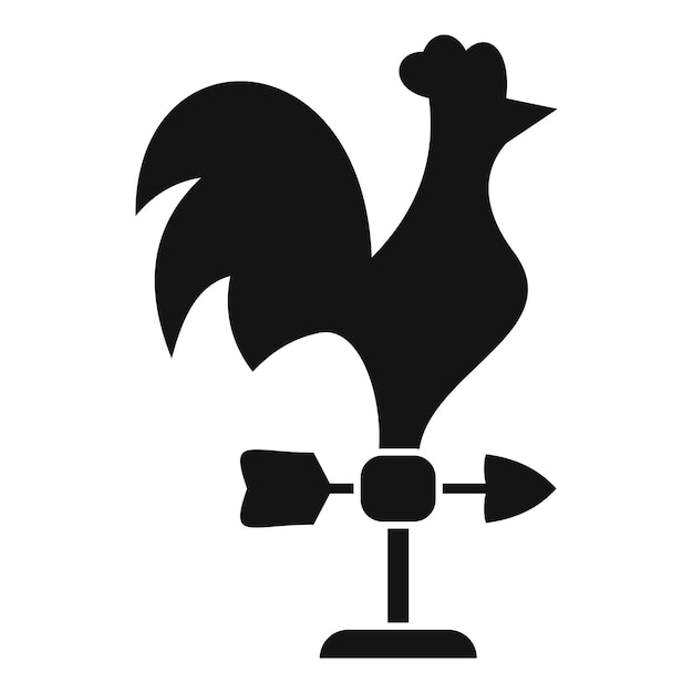 Vector black metal rooster weather vane showing wind direction