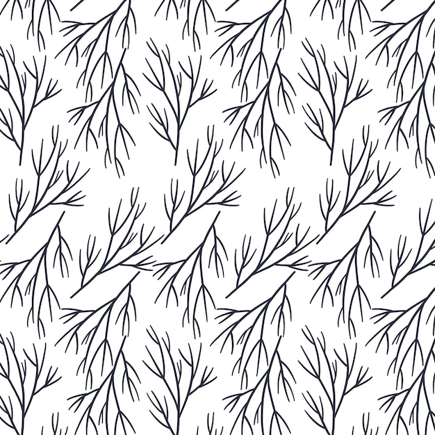 Black minimalism branches. Abstract seamless pattern.