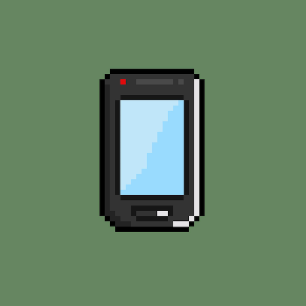 black mobile phone with pixel art style