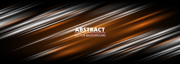 Black modern abstract banner with orange and white stripes