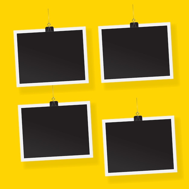 Black modern blank frame on yellow background