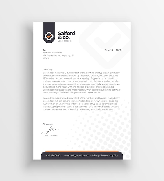 Black Modern Business Letterhead