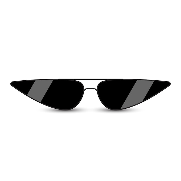 Black modern sunglasses with dark glass on white background