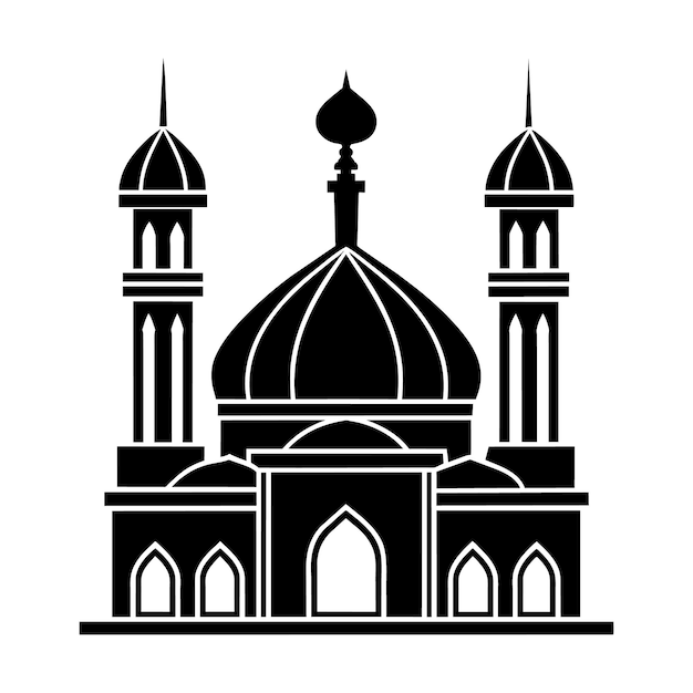 A black mosque minaret silhouette for eid mubarak