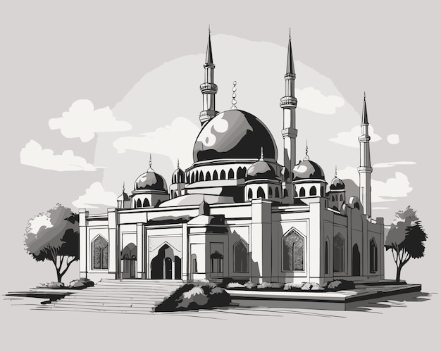 Black_mosque_vector_super_simple_and_clean_style illustration