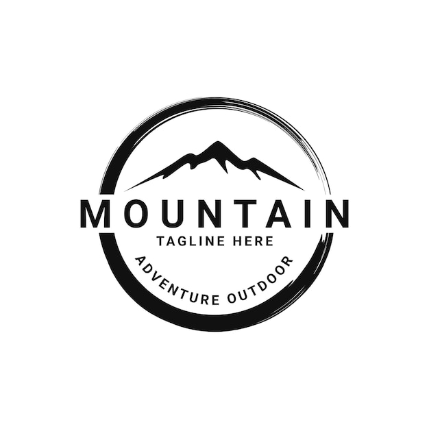 Black Mountain Adventure Outdoor Circle Vintage Retro Logo Design Idea