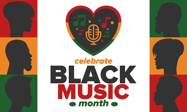 Vector black music month in june africanamerican music appreciation month music concept vector poster