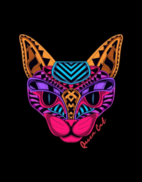 Black Neon Queen Cat Design