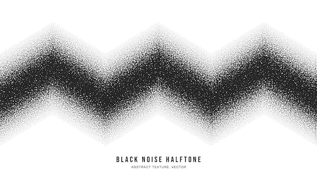 Black Noise Dotted Halftone Art Vector Zigzag Line Bent Border Isolated On White