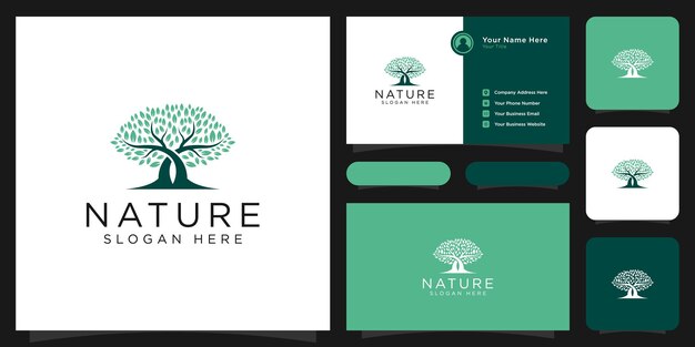 Black oak tree logo and roots design