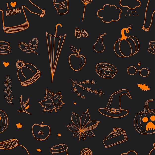 Black and orange autumn pattern