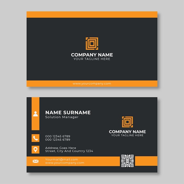 Black and orange business card template