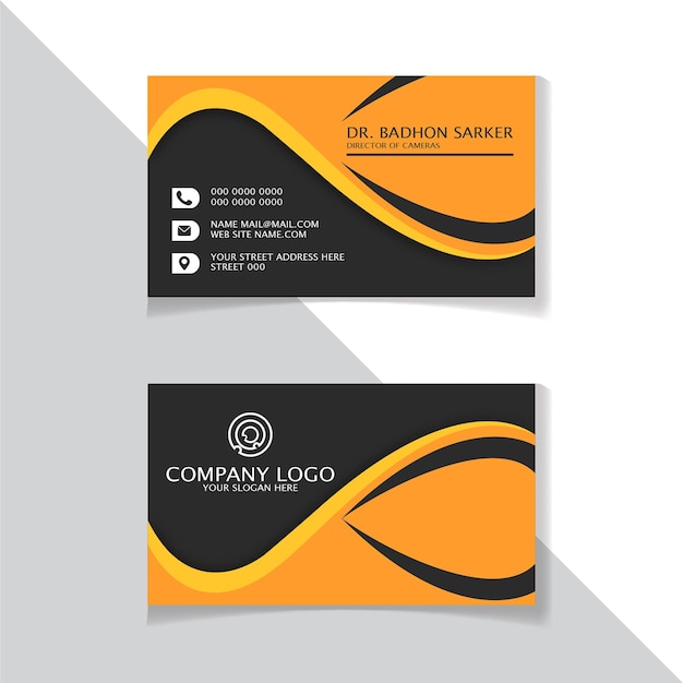 black and orange color modern business card design