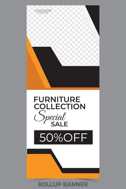 black and orange Furniture sale banner