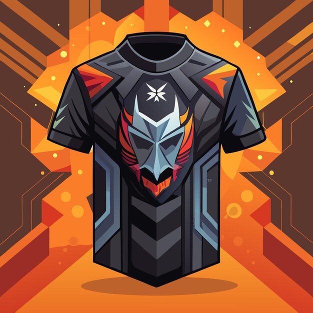 Vector black and orange gaming jersey with a fierce stylized dragon head