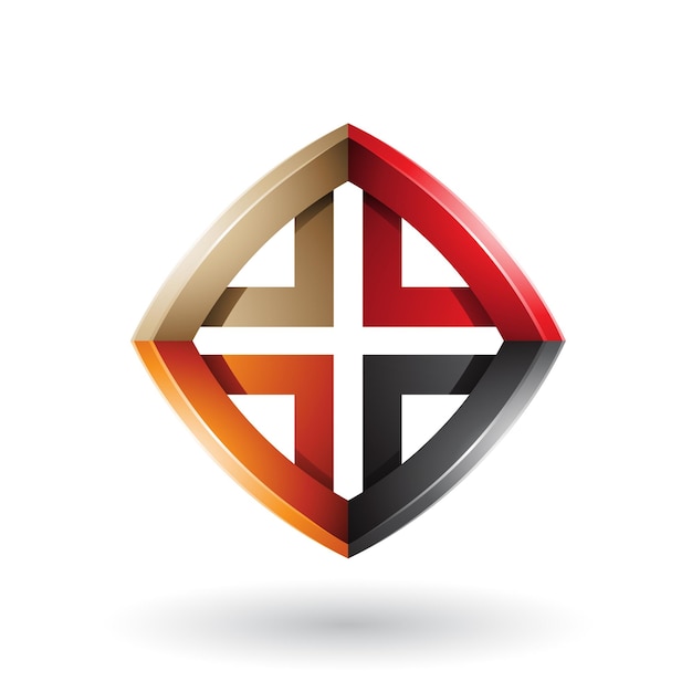 Black Orange Red and Beige Skewed Diamond Shape Vector Illustration