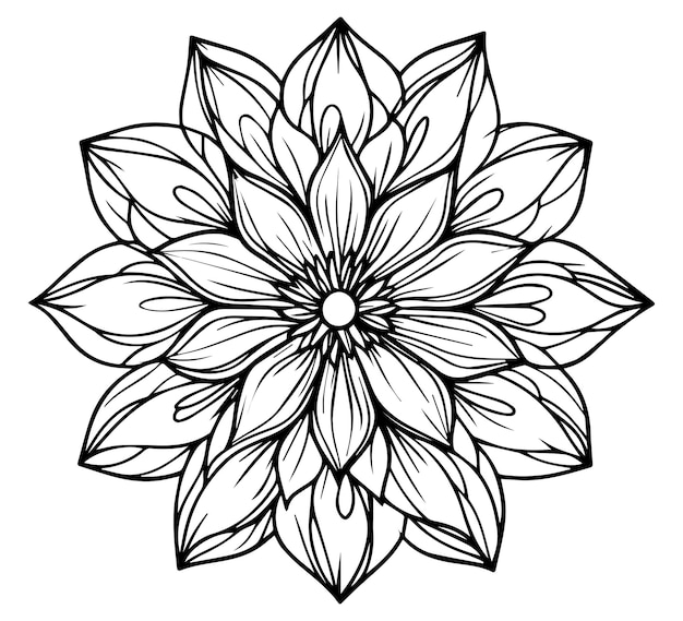 Vector a black outline flower mandala design