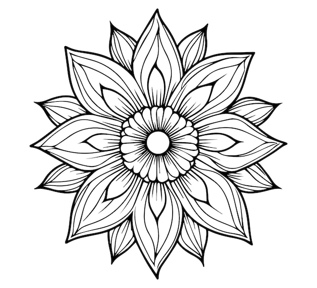 Vector a black outline flower mandala design