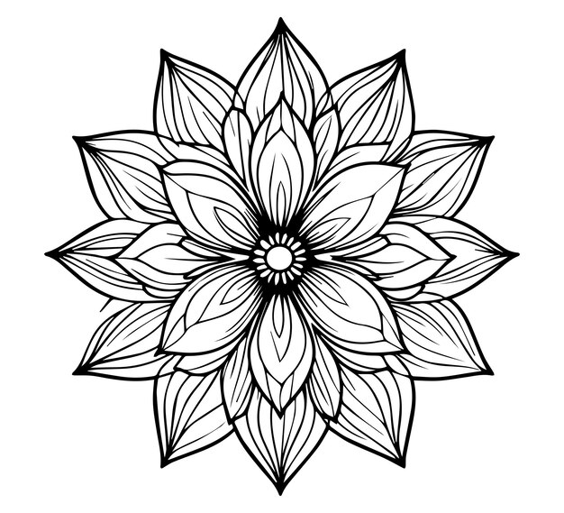 Vector a black outline flower mandala design