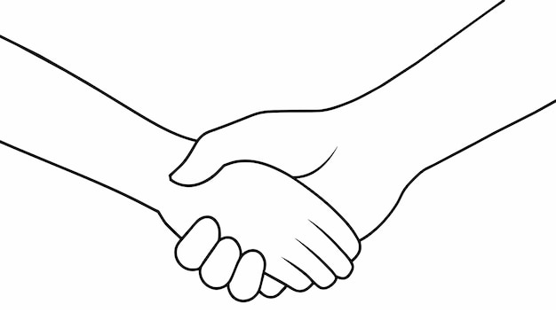 Vector a black outline of a handshake with a white background