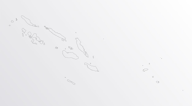 Black Outline vector Map of Solomon Islands with regions on white background