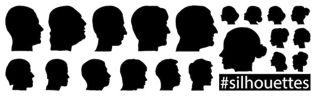 Black outlines silhouettes of men and women - Vector illustration