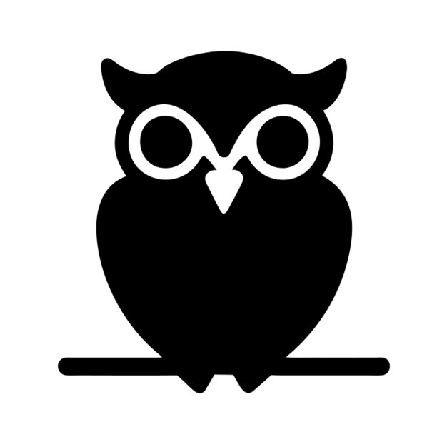 Vector a black owl with glasses on a white background