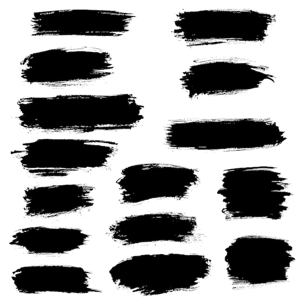 Black paint brush strokes highlighter lines or felt-tip pen marker illustration