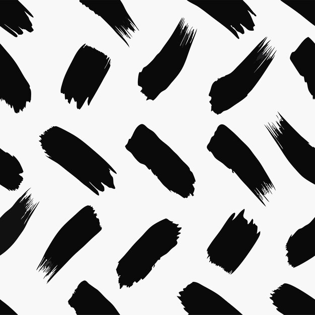 Vector black paint brush strokes seamless pattern vector art and illustration