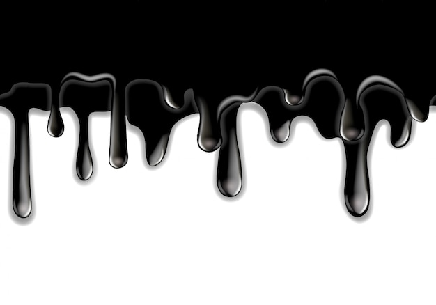 Black paint dripping  on white background.