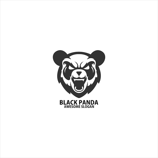 black panda logo design line esport