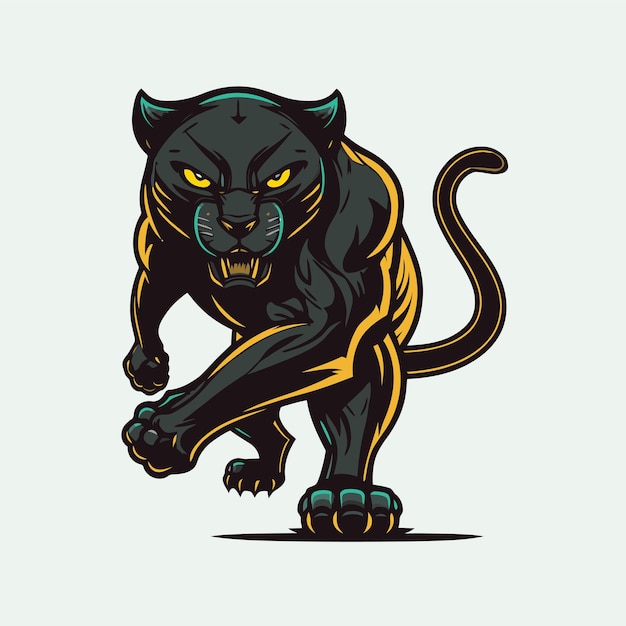 Black Panther face logo mascot icon wild animal character vector logo