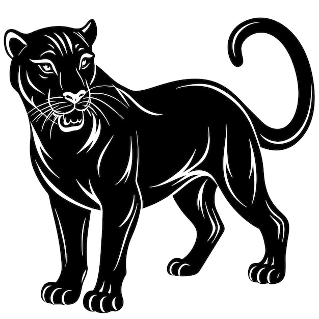 Black panther isolated on white background Wild cat Vector illustration