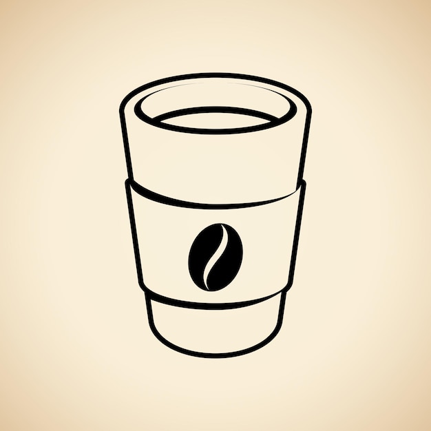 Black Paper Coffee or Tea Cup Icon isolated on a Beige Background Vector Illustration