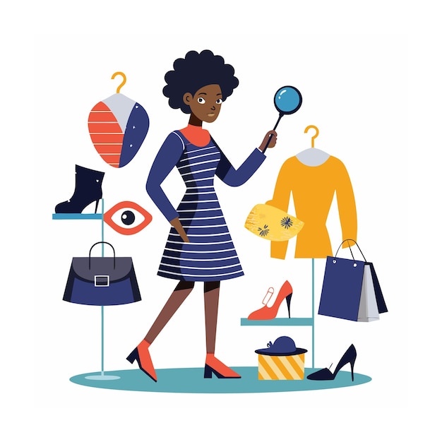 Vector black people shopping illustration