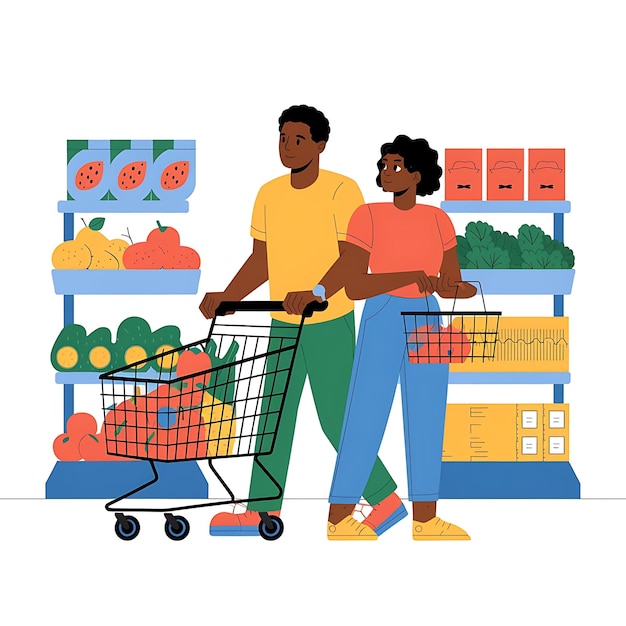 Vector black people shopping illustration