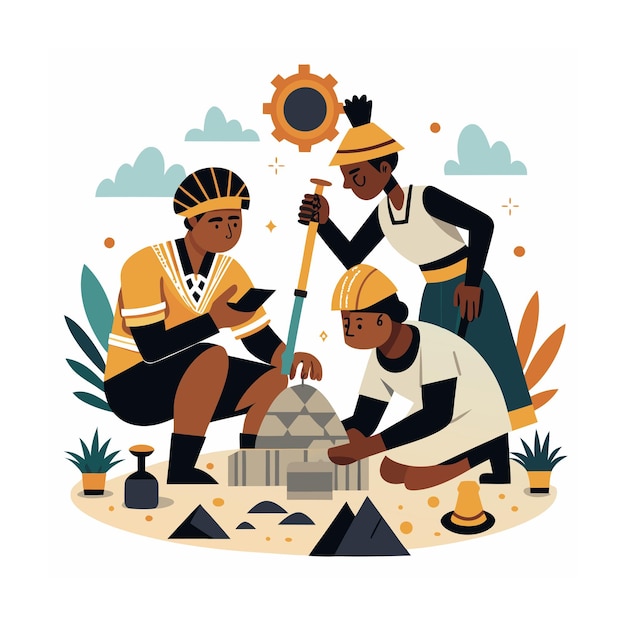 Vector black people team illustration