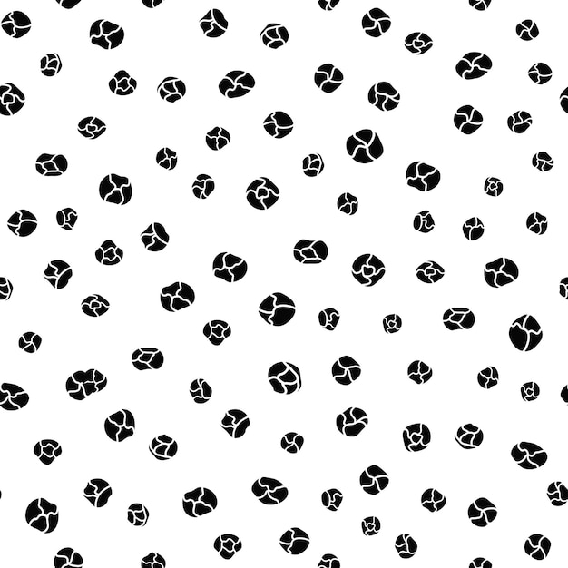 Black pepper spice seamless hand drawn pattern Black and white background