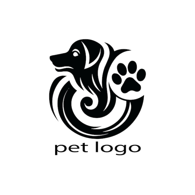 A black pet logo on white background