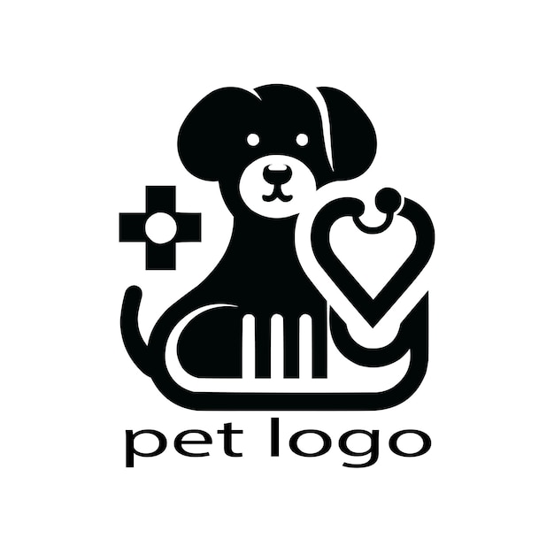 A black pet logo on white background