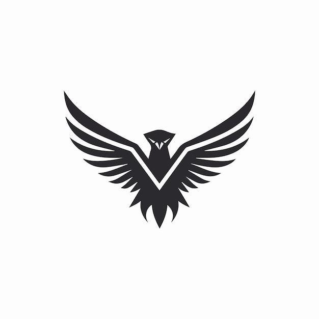 Black Phoenix silhouette logo with negative white space Flat Creative logo concept