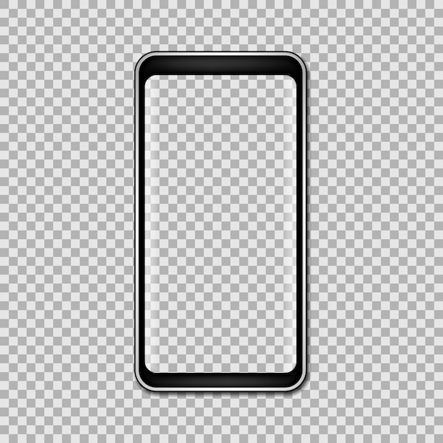 Black phone mock up with blank screen isolated on transparent background Vector illustration