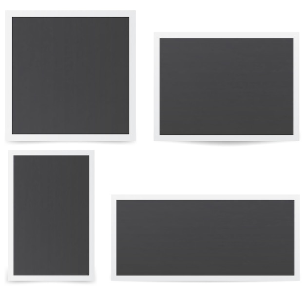 Black photo frames. Mockup of frames with various shadows.