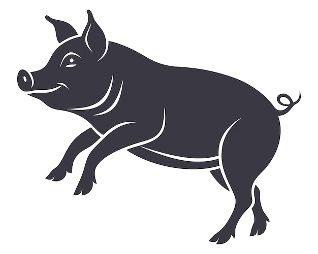 Vector a black pig with a black outline of a pig on it