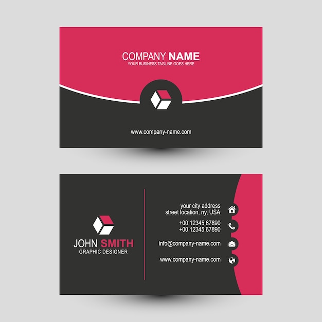 Black and pink business card template