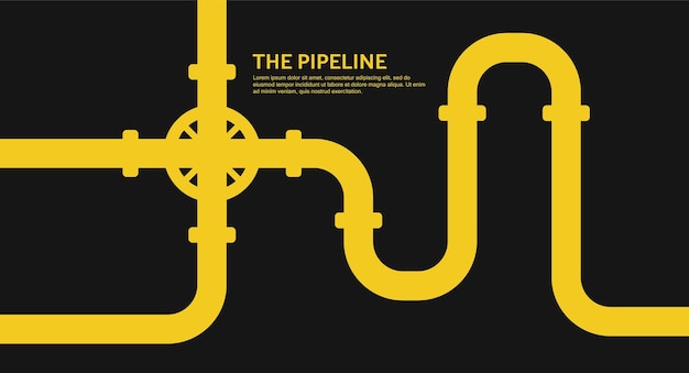 Vector black pipeline background concept. oil or gas flat vector design with black background.