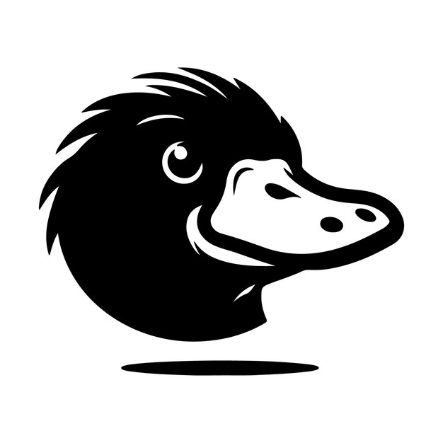 Vector a black platypus silhouette vector head with a round eye and a white background