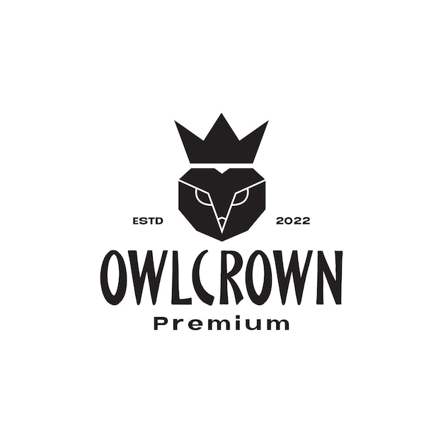 Black polygon owl with crown logo design vector graphic symbol icon illustration creative idea