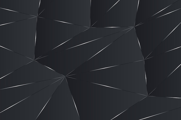 Black polygonal design background with silver lines