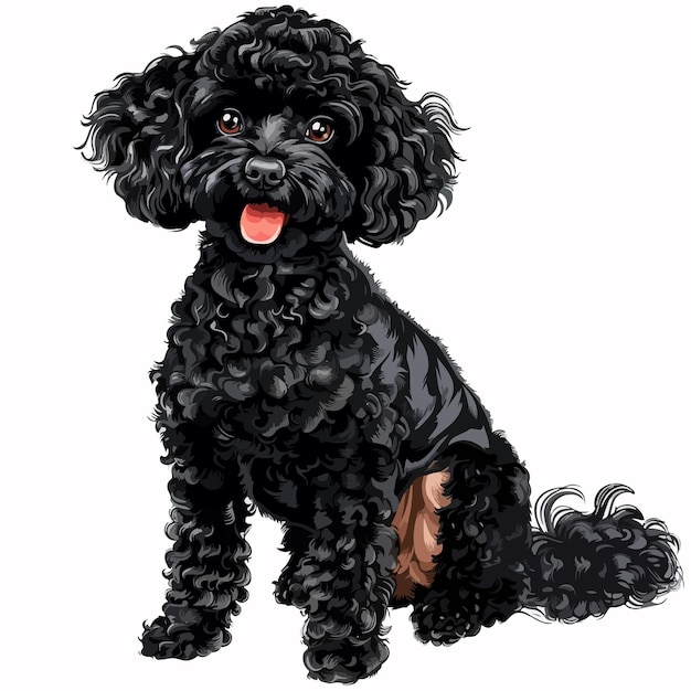 Vector a black poodle with a black poodle on its head